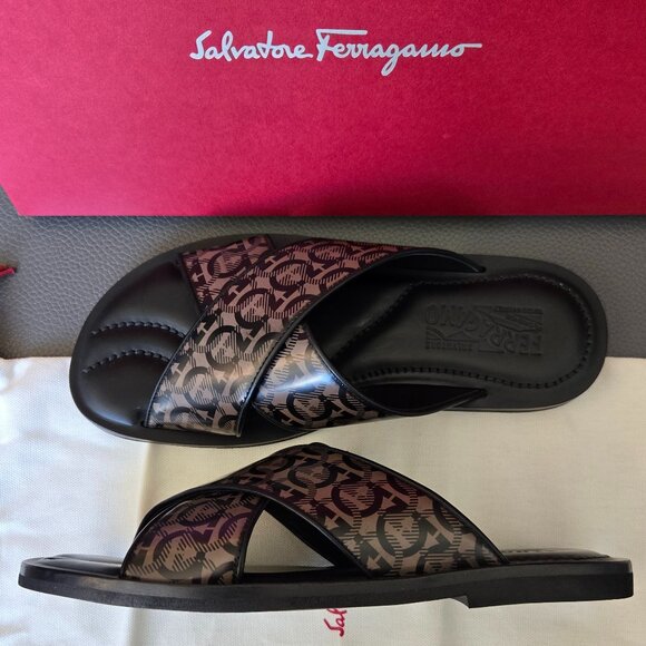 Salvatore Ferragamo All Over Gancio Gancini Slides Sandals - Picture 7 of 9